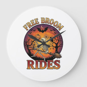 Gratis Bezem Ritten Halloween Skelet Pompoen Zwart Grote Klok