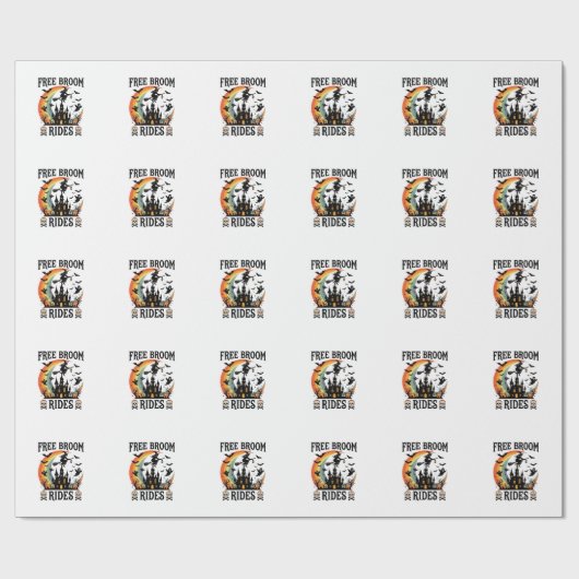 Gratis Bezemritten Halloween Heks Geheime Kasteel Cadeaupapier (Vlak)