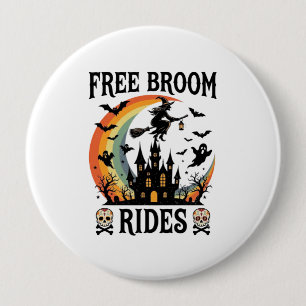 Gratis bezemritten Halloween Heks Geheime Kasteel Ronde Button 4,0 Cm