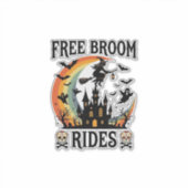 Gratis Bezemritten Halloween Heks Geheime Kasteel Sticker (Voorkant)