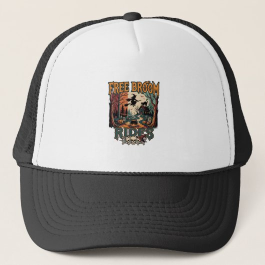 Gratis Bezemritten Halloween Heks Kat Schedels_1 Trucker Pet (Voorkant)