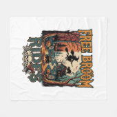 Gratis Bezemritten Halloween Heks Katten Schedels_ Fleece Deken (Voorkant (Horizontaal))