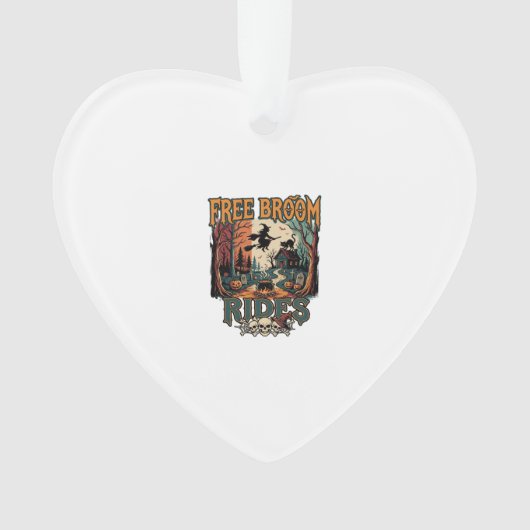 Gratis bezemritten Halloween Heks Katten Schedels_ Ornament (voorkant)