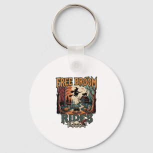 Gratis bezemritten Halloween Heks Katten Schedels_ Sleutelhanger