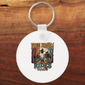 Gratis bezemritten Halloween Heks Katten Schedels_ Sleutelhanger (Voorkant)