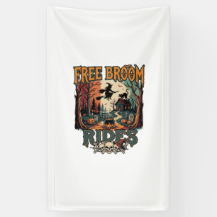 Gratis Bezemritten Halloween Heks Katten Schedels_ Spandoek