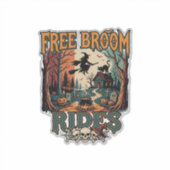 Gratis bezemritten Halloween Heks Katten Schedels_ Sticker (Voorkant)