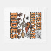 Gratis Bezemritten Halloween Heks Skelet Ontwerp_1 Fleece Deken (Voorkant (Horizontaal))