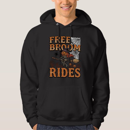 Gratis bezemritten Halloween Heks Skelet Ontwerp_1 Hoodie (Voorkant)