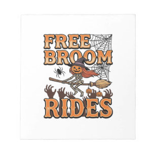 Gratis bezemritten Halloween Heks Skelet Ontwerp_1 Notitieblok