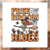 Gratis Bezemritten Halloween Heks Skelet Ontwerp_1 Raamsticker (Vel 2)