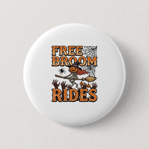 Gratis Bezemritten Halloween Heks Skelet Ontwerp_1 Ronde Button 5,7 Cm
