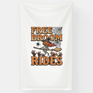 Gratis bezemritten Halloween Heks Skelet Ontwerp_1 Spandoek