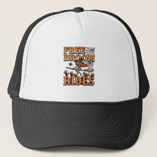 Gratis Bezemritten Halloween Heks Skelet Ontwerp_1 Trucker Pet (Voorkant)