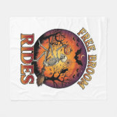 Gratis Bezemritten Halloween Skelet Pompoen Zwart Fleece Deken (Voorkant (Horizontaal))