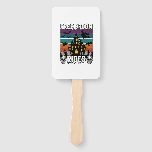 Gratis bezemritten Halloween spookhuis heks Sku Handwaaier (Voorkant)