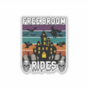 Gratis bezemritten Halloween spookhuis heks Sku Sticker (Voorkant)
