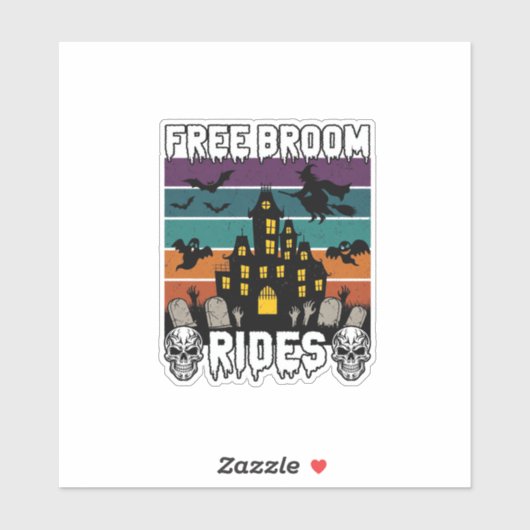 Gratis bezemritten Halloween spookhuis heks Sku Sticker (Vel)