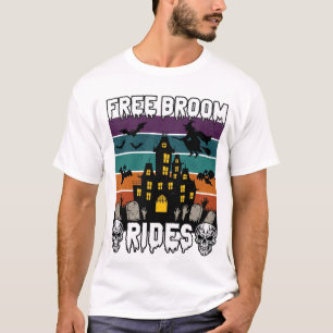 Gratis bezemritten Halloween spookhuis heks Sku T-shirt