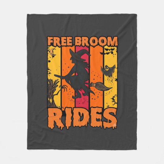 Gratis bezemritten Halloween vliegende heks spook Fleece Deken (Voorkant)