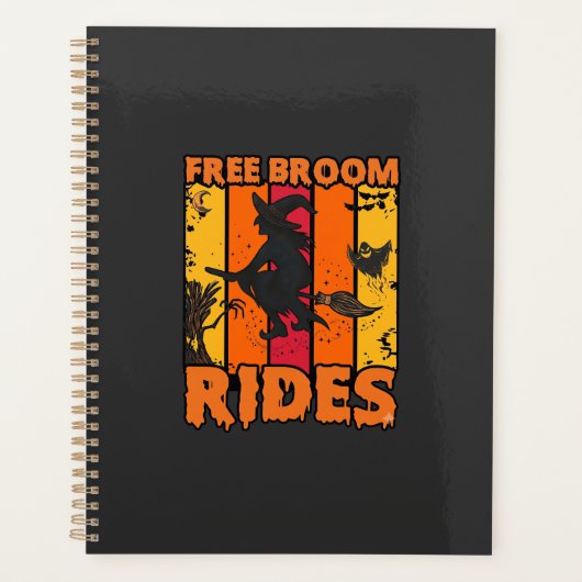Gratis bezemritten Halloween vliegende heks spook Planner (Voorkant)