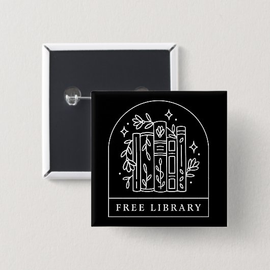 Gratis bibliotheek boekenruil vierkante button 5,1 cm (Voorkant /achterkant)