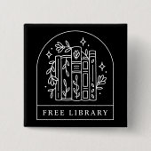 Gratis bibliotheek boekenruil vierkante button 5,1 cm (Voorkant)