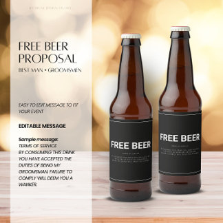 Gratis Bier Groomsman Voorstel Etiket
