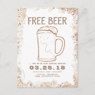 gratis bier Rustic Funny Bewaar de datum Aankondigingskaart