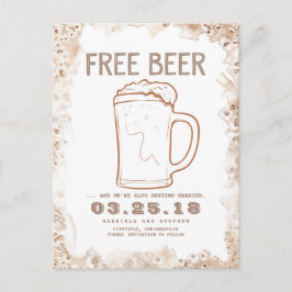 gratis bier | Rustic Funny Bewaar de datum Aankondigingskaart