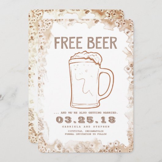 gratis bier | Rustiek Grappig Niet Foto Opslaan va Save The Date (Voorkant / Achterkant)