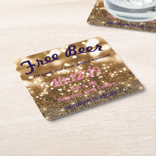 Gratis Bier Save the Date Onderzetter (Schuin)