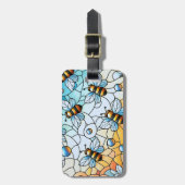 Gratis bijen glas-in-lood ontwerp bagagelabel (Voorkant verticaal)