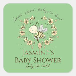 Gratis Bijenkrans Baby Shower  Vierkante Sticker
