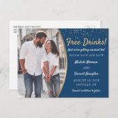 Gratis blauwe goudfoto's Casual Opslaan datum Briefkaart (Voorkant / Achterkant)