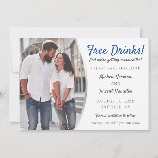 Gratis blauwe zilverfoto van Drinken Casual sparen Save The Date (Voorkant)