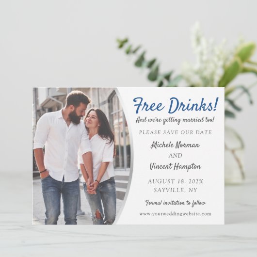 Gratis blauwe zilverfoto van Drinken Casual sparen Save The Date (Staand voorkant)