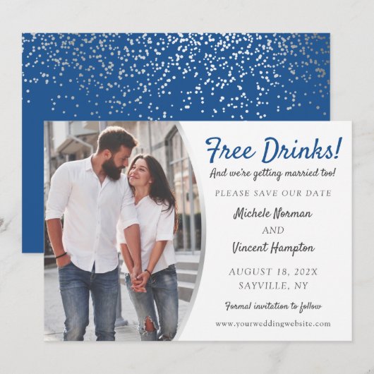 Gratis blauwe zilverfoto van Drinken Casual sparen Save The Date (Voorkant / Achterkant)