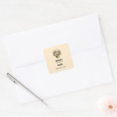 Gratis Bloemen in een Potkaars Bedrijf Vierkante Sticker (Envelop)