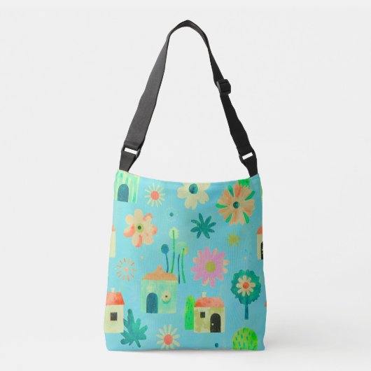 Gratis Bloemendorp Patroon Crossbody Tas (Voorkant)