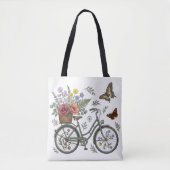 Gratis Bloemige Fiets & Vlinders Canvas Tote Bag (Voorkant)