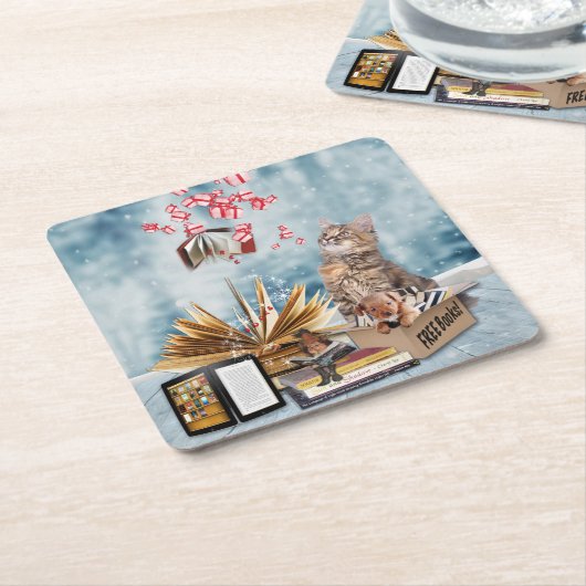 Gratis boeken kartonnen onderzetters (Schuin)