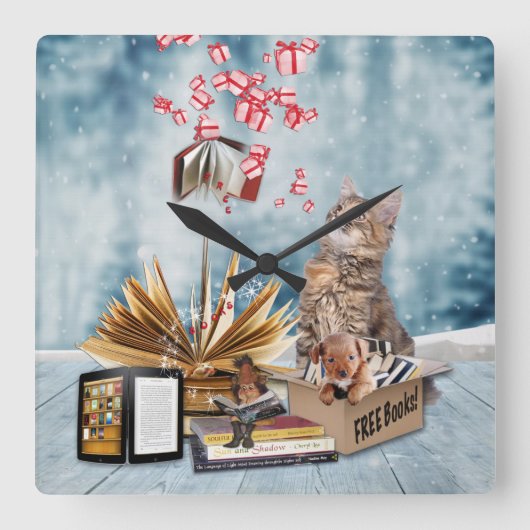 Gratis boeken vierkante klok (Voorkant)