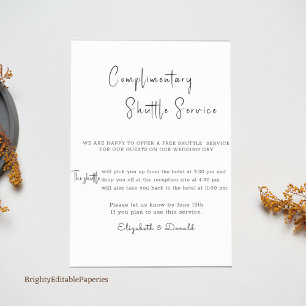 Gratis bruiloft shuttle service teken poster