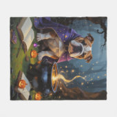 Gratis Bulldog Whimsical Halloween Schilderij Fleece Deken (Voorkant (Horizontaal))