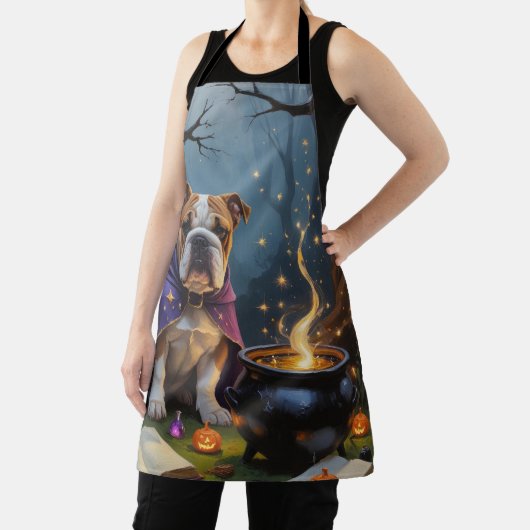 Gratis Bulldog Whimsical Halloween Schilderij Schort (Insitu)