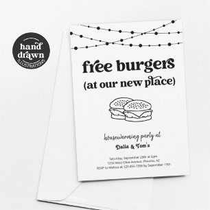 Gratis Burgers Funny Housewarming Party Uitnodigin Kaart