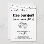 Gratis Burgers Funny Housewarming Party Uitnodigin Kaart (Voorkant)
