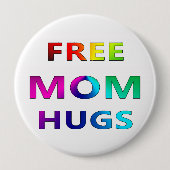 Gratis Button voor Mam Hugs PRIDE LGBT LGBTQ (Voorkant)