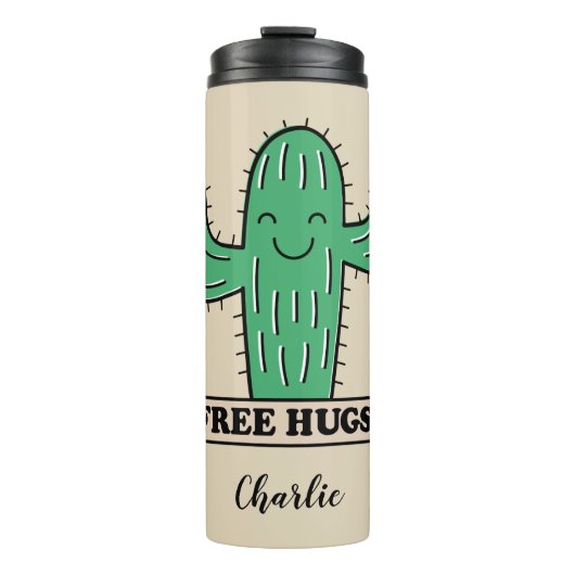 Gratis Cactus Hugs aangepaste naam tumbler Thermosbeker (Voorkant)